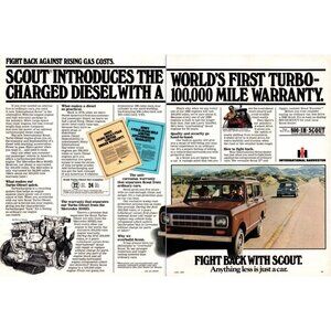 1980 International Harvester Scout Diesel SUV 2pg Vintage Print Ad 4x4 Wall Art